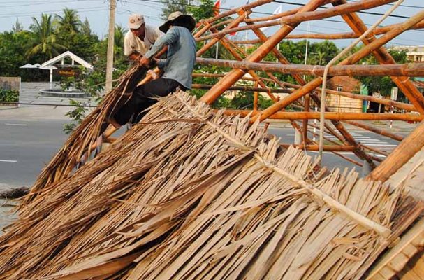 Cách lựa lá dừa nước lợp nhà vừa đẹp vừa chắc chắn